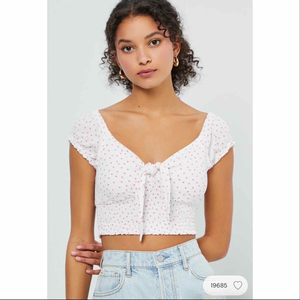 Tie front woven top